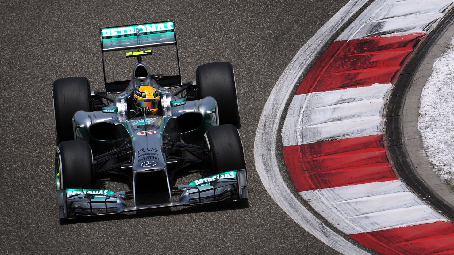 Lewis Hamilton in action at the Shanghai International Circuit during Saturday's qualifying session. 