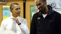 US President Barack Obama chats with Kobe Bryant of Los Angeles Lakers at a Boys and Girls Club in Washington on December 13, 2010. Obama welcomed the Lakers to honor their 2009-2010 season and their second consecutive NBA championship. 