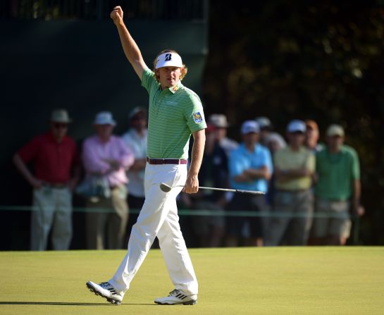 Brandt Snedeker of the United States waves during the third round of the 77th Masters golf tournament at Augusta National Golf Club on Saturday, April 13, in Augusta, Georgia. Click through to see all the shots from the third day and <a  target="_blank">look back at the second round</a>.