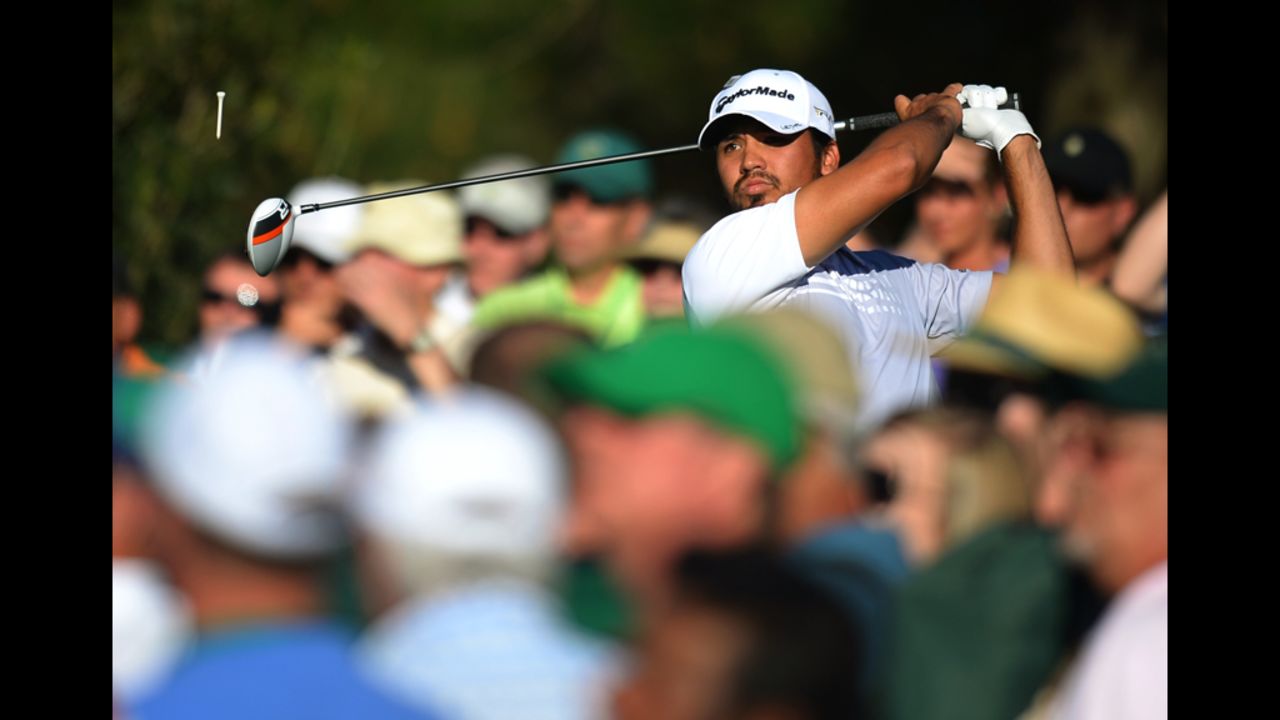 Jason Day of Australia tees off during the third round.