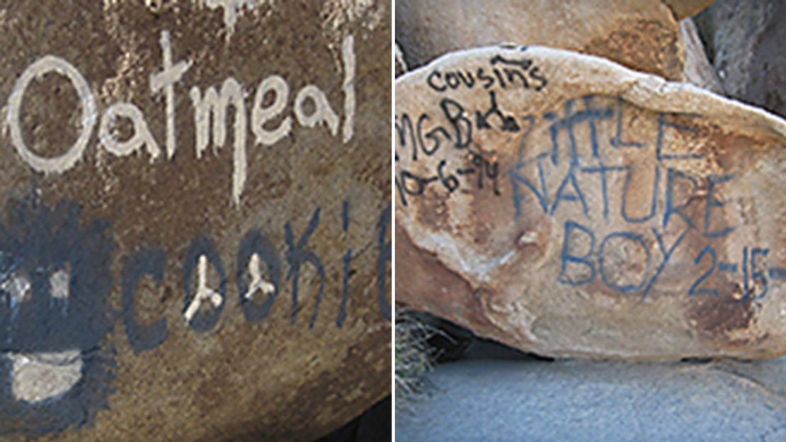 Graffiti on boulders at Joshua Tree National Park.