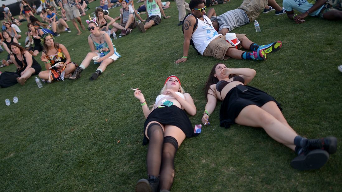 Fans relax on Day Two of the festival on April 13.