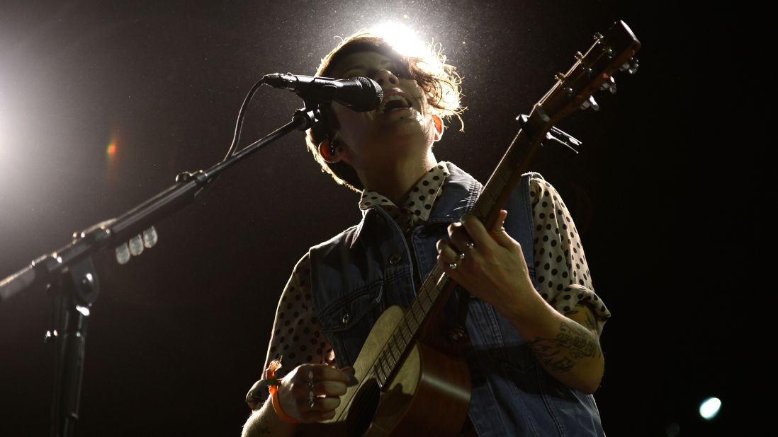 Tegan Quin of Tegan and Sara performs on Day One on April 12.