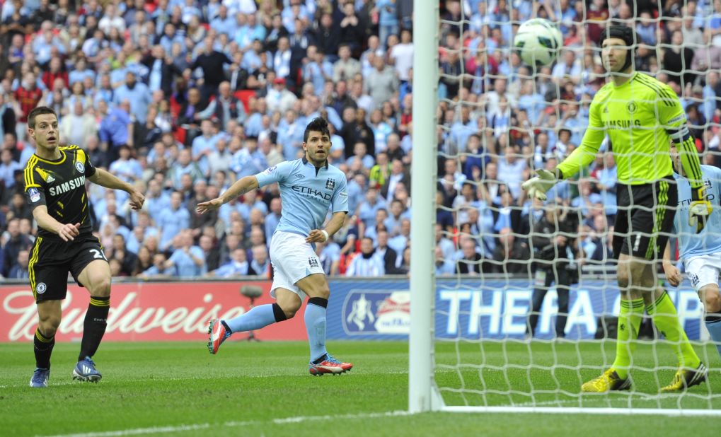 Sergio Aguero's looping header just two minutes after the interval doubled City's lead as Roberto Mancini's men took complete control of the contest.