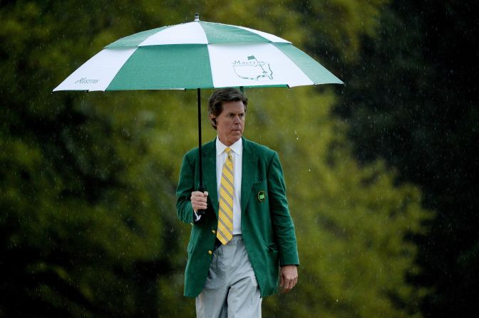 Chairman of The Masters Competition Committee, Fred S. Ridley, watches during the final round of the 2013 Masters Tournament.