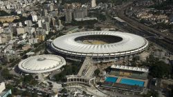 Aerial view of the Maracana stadium with its roof already finished, in Rio de Janeiro, Brazil on April 11, 2013.