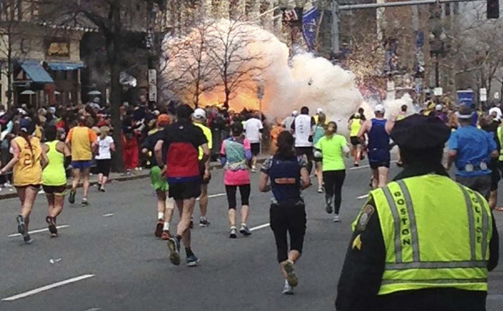 The explosions occurred around 2:45 p.m., about an hour after the first of the race's nearly 27,000 runners had crossed the finish line.