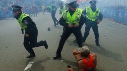 boston marathon runner knocked over