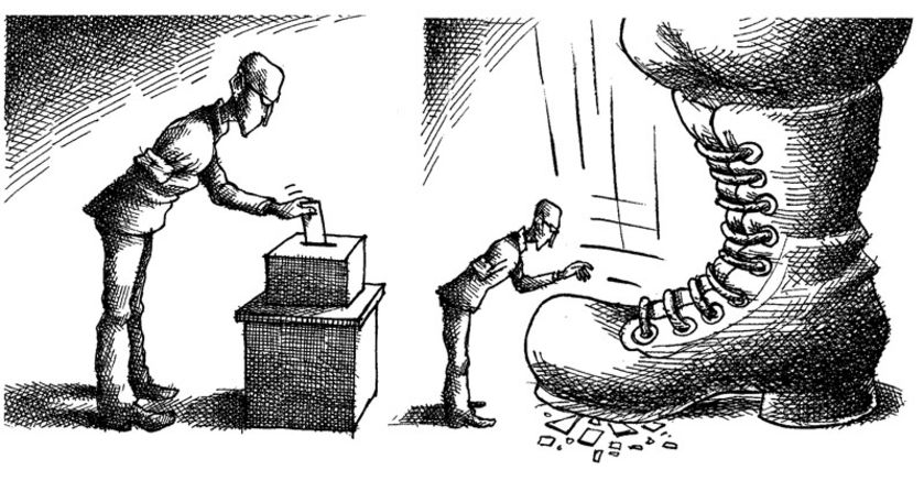 Drawn by Iranian political cartoonist Mana Neyestani. "Cartoonists might find ways to express an idea or in a very delicate way," says the book's editor Omid Memarian.