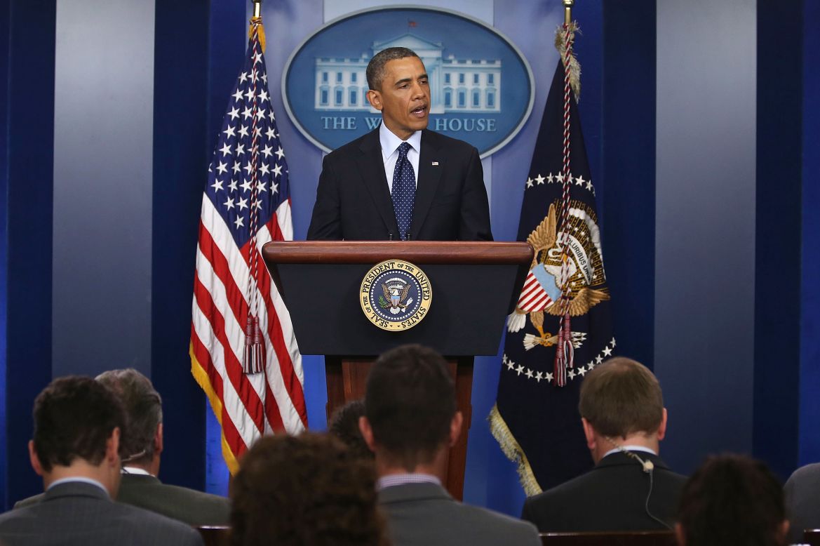 President Barack Obama makes a statement Monday evening.