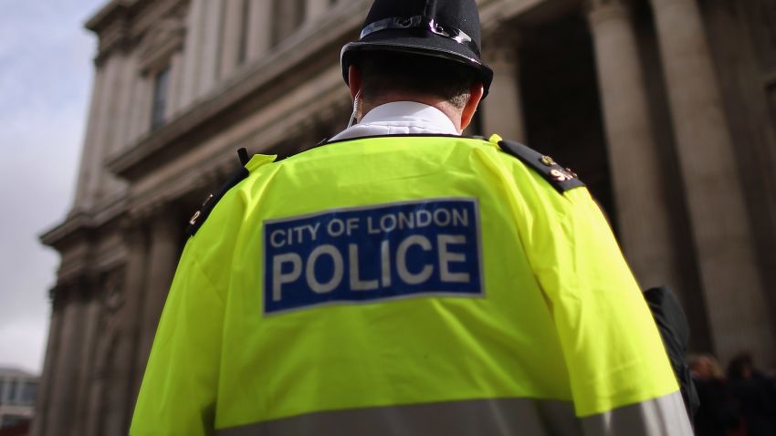 A police officer stands outside St Paul's Cathedral ahead of the funeral of former Prime Minister Margaret Thatcher, on April 16, 2013 in London.