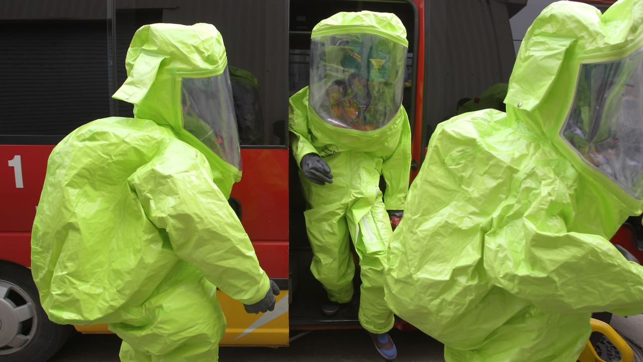 Emergency service personnel wearing chemical protective clothing participate in an anti-chemical warfare exercise on Tuesday, April 16 in Seoul. Tensions remain high in the Korean Peninsula in the wake of North Korea's recent nuclear threats and provocations. A Pentagon intelligence assessment suggests the North may have the ability to deliver a nuclear weapon with a ballistic missile, though the reliability is believed to be "low."