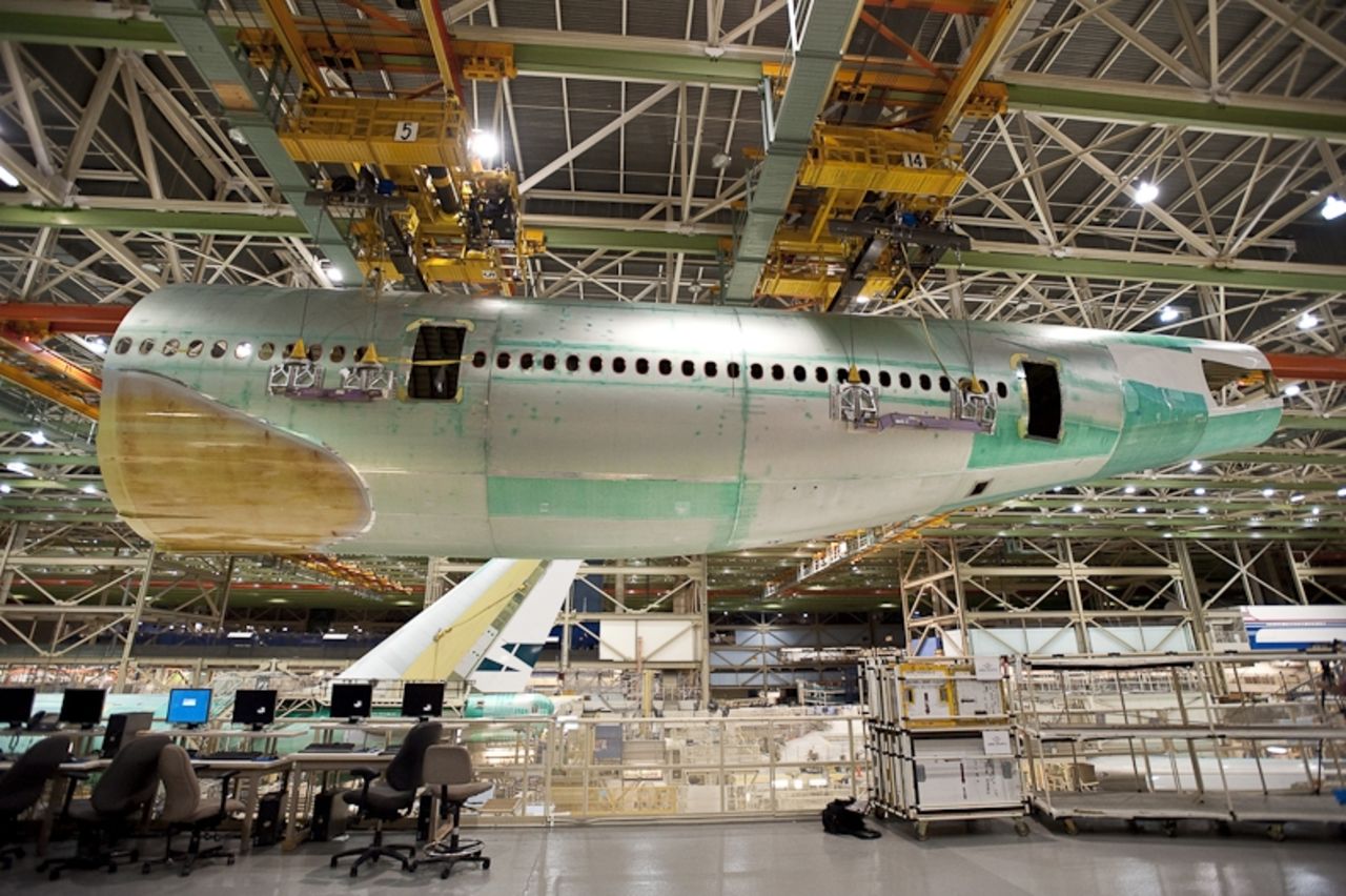 Boeing builds two 747-8s each month at the company's massive assembly facility outside Seattle.