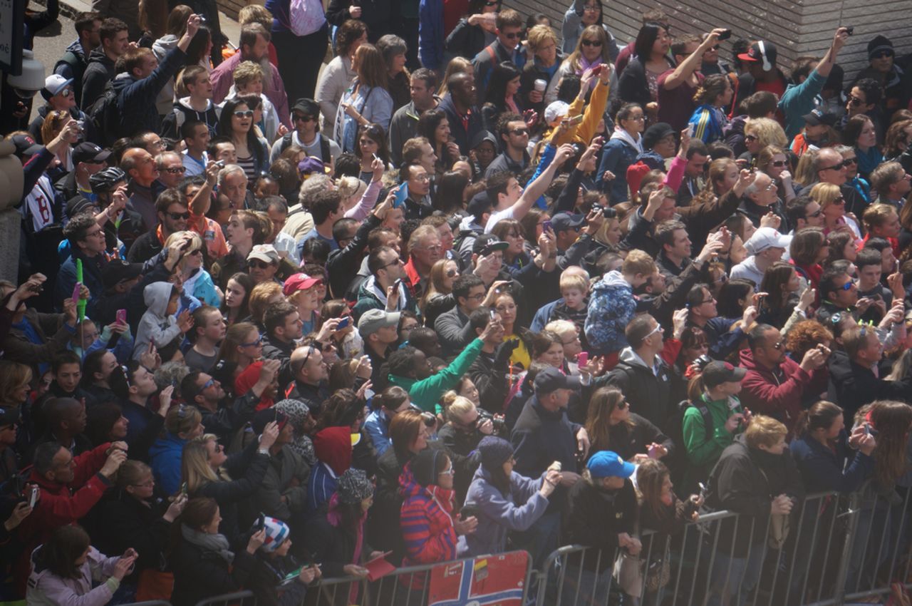 Aaron Tang says he witnessed the first of the Boston Marathon bombings through a window from his office, about half a block from the finish line. "(There was a) big blast of fire, and smoke, but it all vanished so fast and (there's) not much left to see minus lots of shattered glass," he wrote on <a href="http://www.flickr.com/photos/hahatango/sets/72157633252445135/with/8654232934/" target="_blank" target="_blank">Flickr</a>. The following images are what he saw on April 15, 2013.