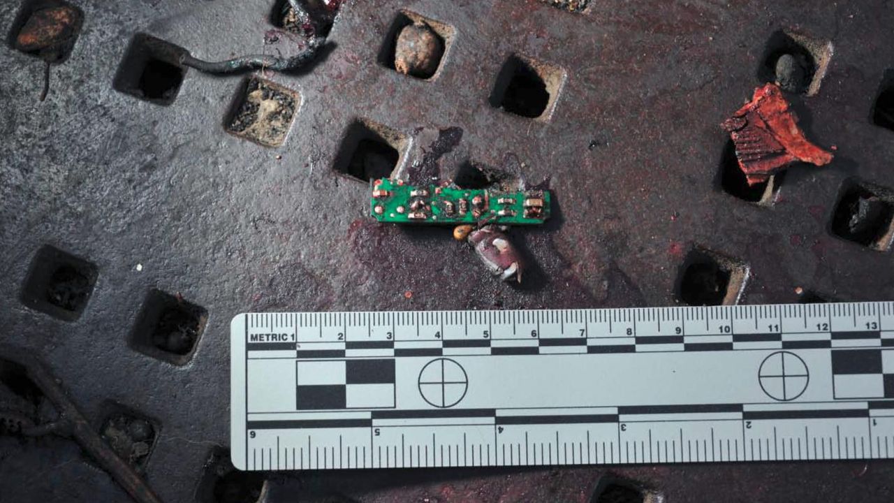 The recovered parts include part of a circuit board, which might have been used to detonate a device. 