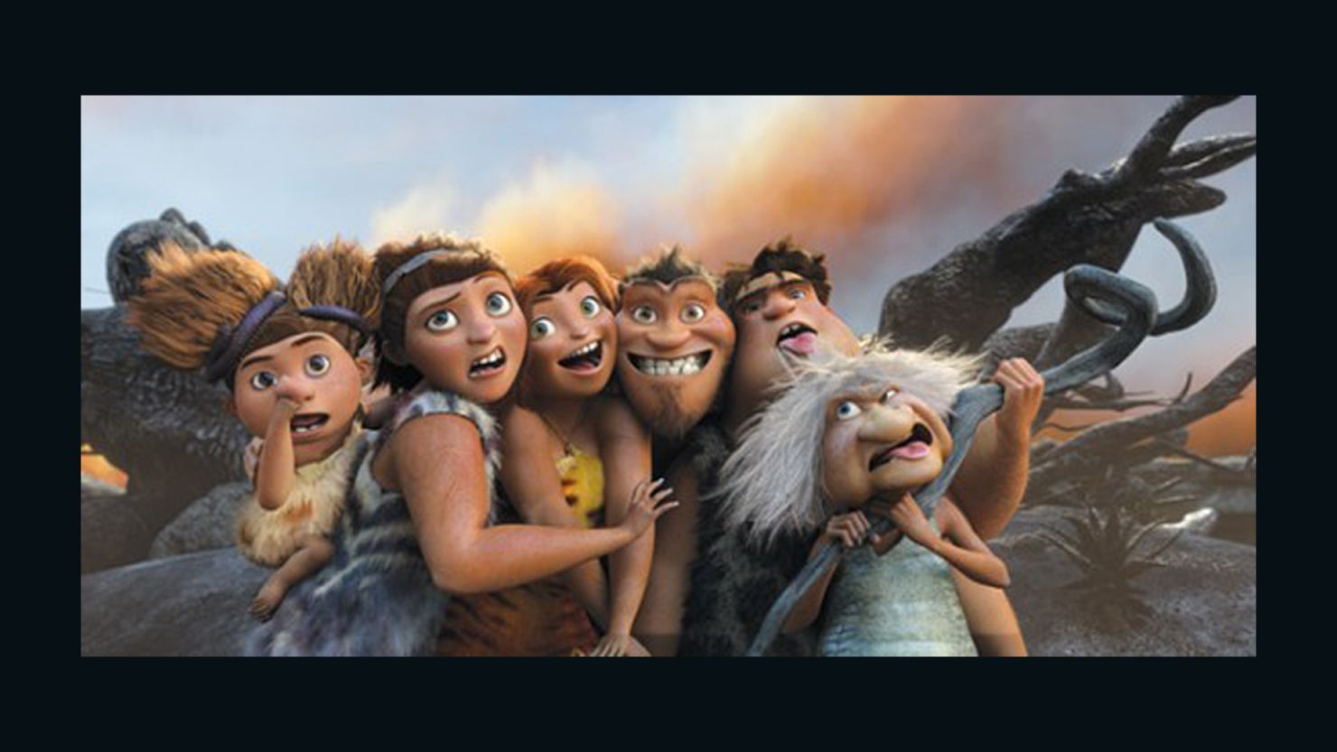 "The Croods" features the voice talent of Emma Stone, Ryan Reynolds, Nicolas Cage, and Catherine Keener.