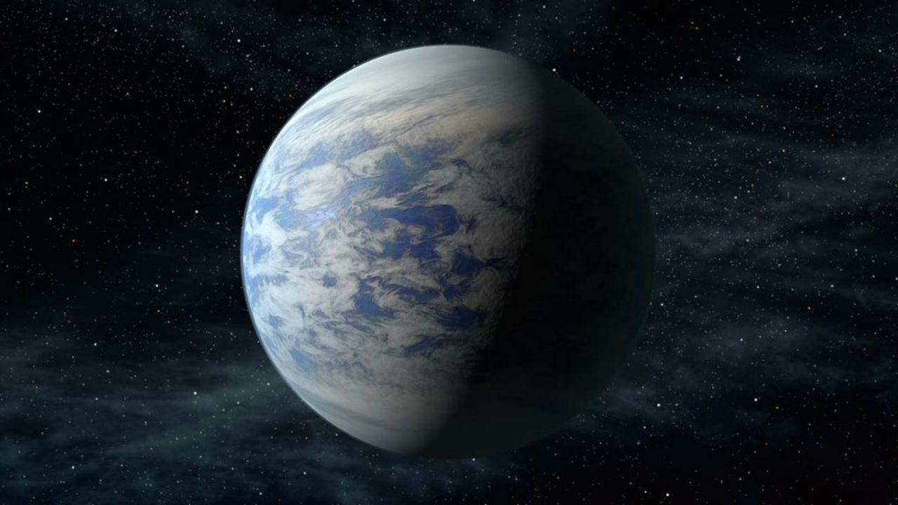 The planet Kepler-69c is located about 2,700 light-years from Earth in the constellation Cygnus. This is an illustration of the planet, which is the smallest yet found to orbit in the habitable zone of a sun-like star.
