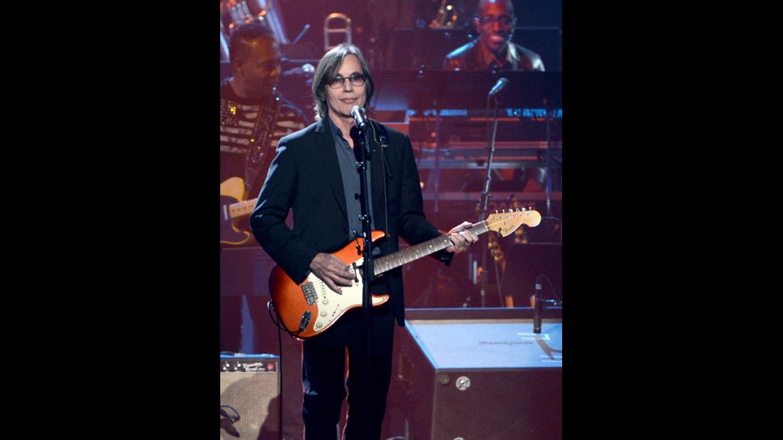 Jackson Browne performs onstage at the Rock and Roll Hall of Fame induction ceremony in Los Angeles.