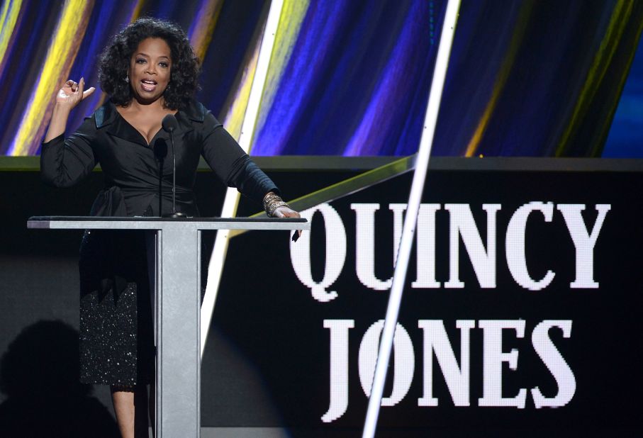 Oprah Winfrey honors Quincy Jones, who cast her in "The Color Purple."