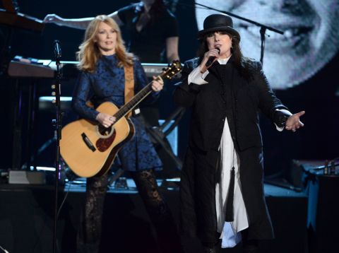 Nancy Wilson, left, and Ann Wilson of Heart perform at the event.
