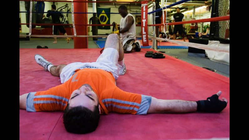 Tsarnaev practices boxing at the Wai Kru Mixed Martial Arts center.