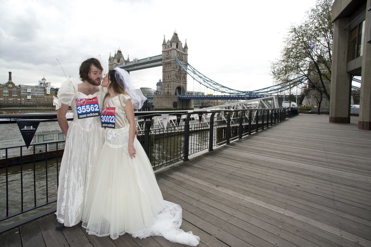 Sophie McCorry and Toby McCorry attend the Guinness World Record Attemptees photocall ahead of The the London Marathon at The Tower Hotel on April 19, 2013 in London, England. 