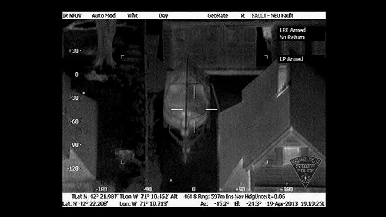 Massachusetts State Police released thermal images of Tsarnaev hiding in the boat on April 19, 2013. They were taken by an infrared device on a helicopter. The first image was taken at 7:19 p.m., less than 20 minutes after a homeowner told police there was a bloodied person in his boat. 