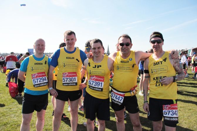 Thousands of runners took part in today's marathon through London, many wearing black ribbons as a symbol of respect to the Boston victims following the tragic events on Monday.