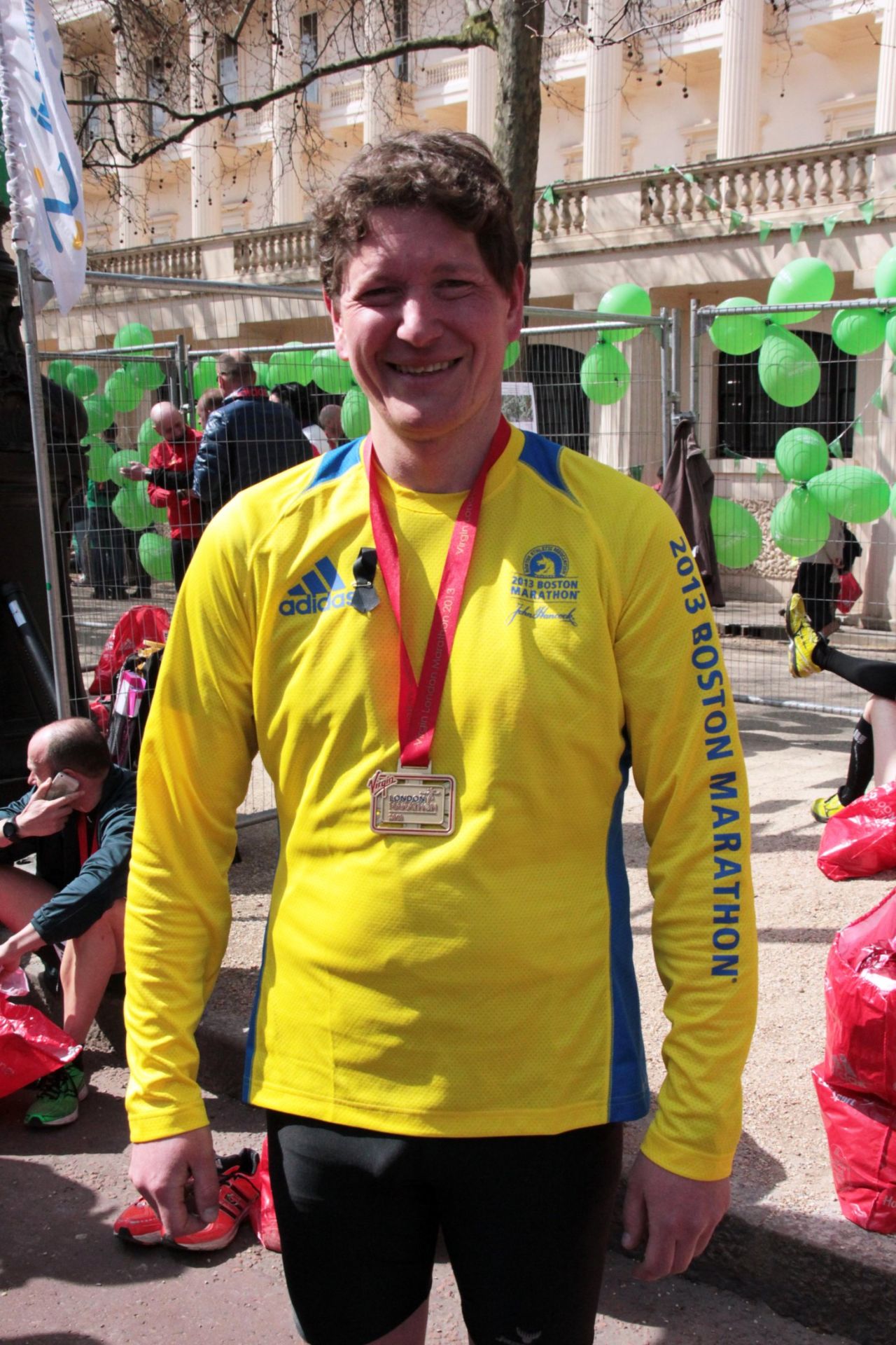 Several marathon runners also competed in the Boston Marathon Monday and wore their shirts in London.