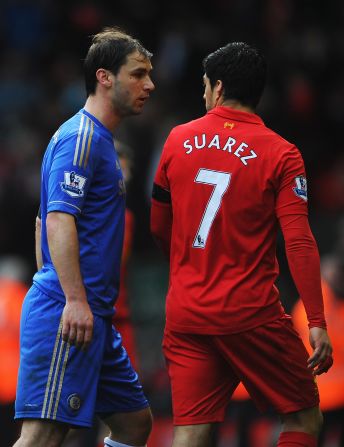 Ivanovic earlier had words with Suarez as they walked off at halftime during the English Premier League match at Anfield.