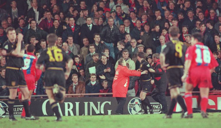 Eric Cantona accepted a ban in 1995 after kung-fu kicking a Crystal Palace fan who was verbally abusing him.