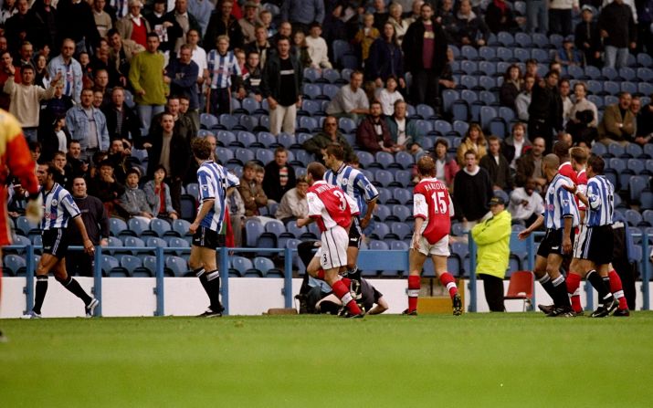 Paolo Di Canio has often courted controversy during his career. The Italian, who recently faced allegations of holding fascist views following his appointment as Sunderland manager, pushed referee Paul Alcock to the floor during a match against Arsenal in September 1998. Di Canio was given a red card and suspended for 11 games.