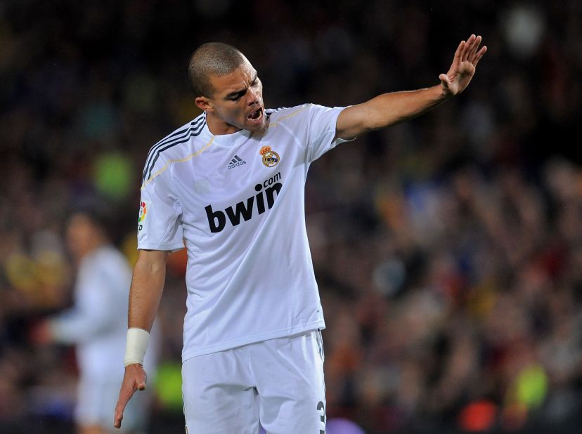 Real Madrid defender Pepe has a notoriously short fuse. The Portuguese star was handed a 10-match ban in April 2009 for violent conduct, after kicking Getafe's Javi Casquero in the back while he lay on the floor. Moments before, Pepe had brought down Casquero to concede a penalty.