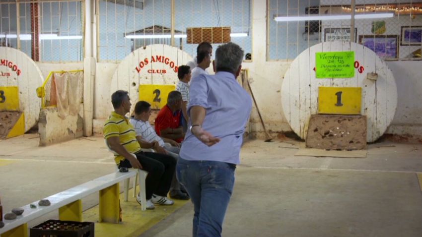 Anthony Bourdain plays a game of Tejo in Santiago de Cali, Colombia. From Episode 3 of Anthony Bourdain Parts Unknown.