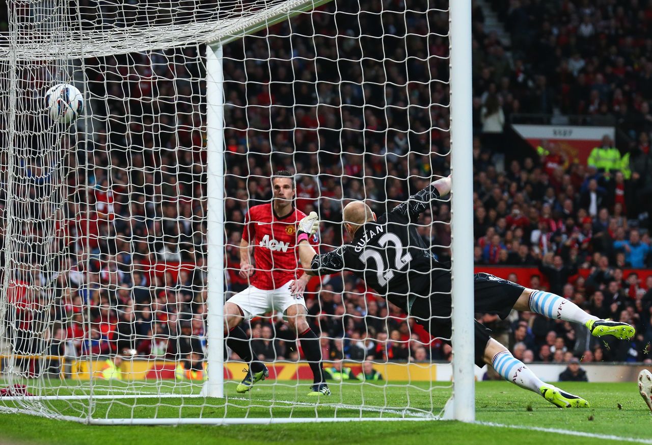 The Dutch striker put United ahead after just 90 seconds as he finished off from close range following a knockback from Ryan Giggs which eluded the Villa defense.