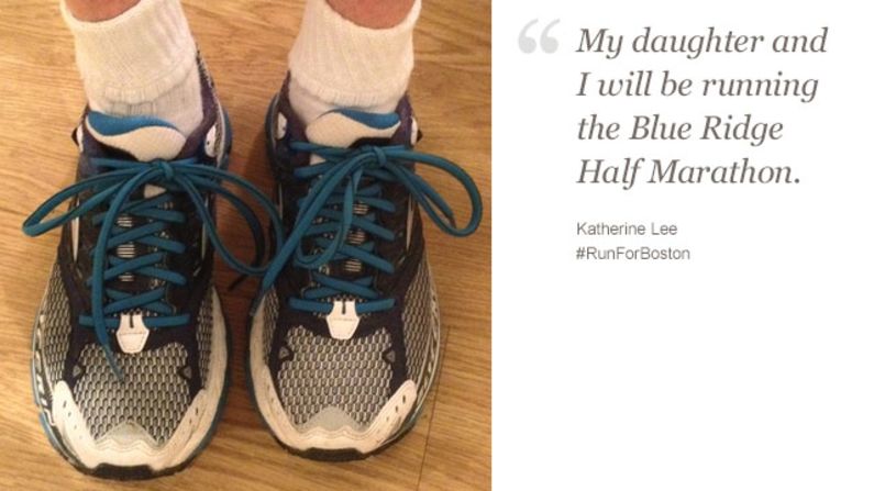 Katherine Lee, a 52-year-old from Missouri, and her daughter have been to the Boston Marathon before. They're running with Boston "on our minds and in our hearts."