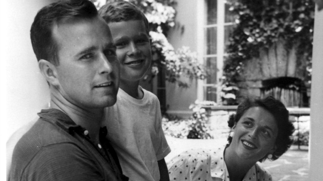 Bush and his parents are photographed in Rye, New York, during the summer of 1955. Bush's grandfather, Prescott Bush, became a US senator in 1952.