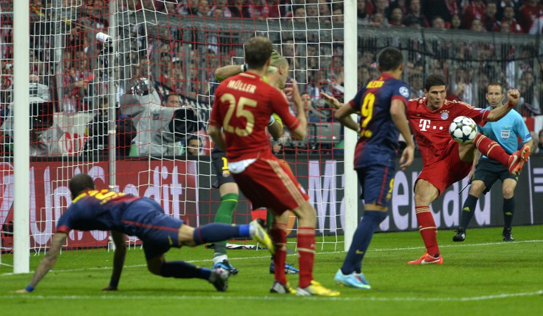 Mario Gomez turned home Bayern's second four minutes after the break -- despite appearing to be in an offside position. The Germany international converted from two yards after Muller had headed towards goal.