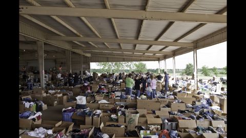 Outsiders have responded to the disaster in West. The fair and rodeo grounds, site of the annual Westfest celebrating the town's Czech heritage, is the hub for donations from near and far. Separate from the food and the stacks of bottled water are clothes, toiletries, dishes, books, diapers, toys -- you name it.