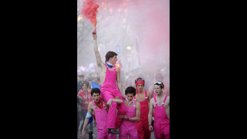 More demonstrations take place outside the National Assembly in Paris on April 23.