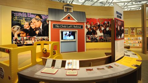 The center features an exhibit on educational policy.