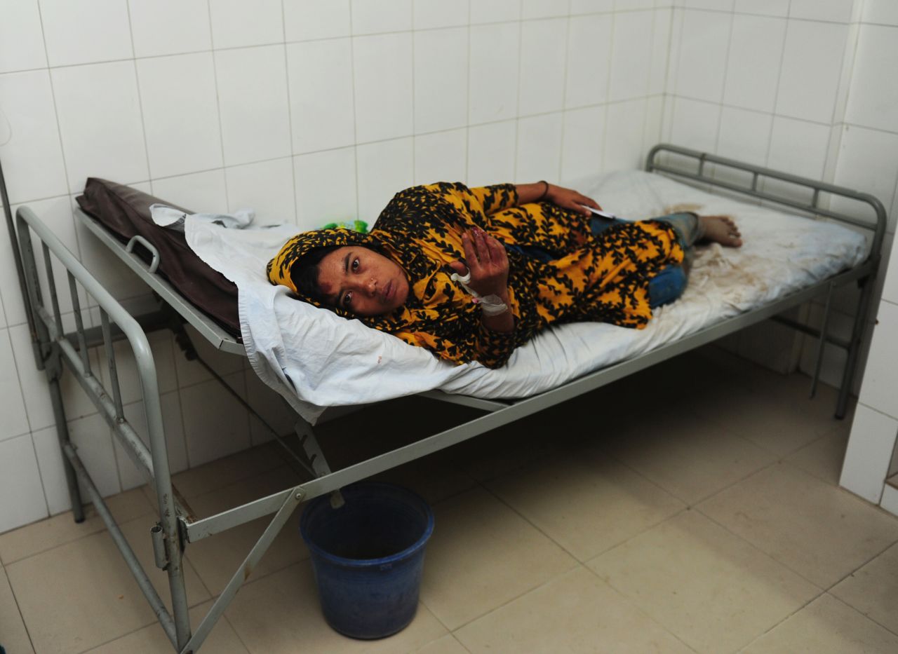 An injured person rests in a hospital bed on April 24.