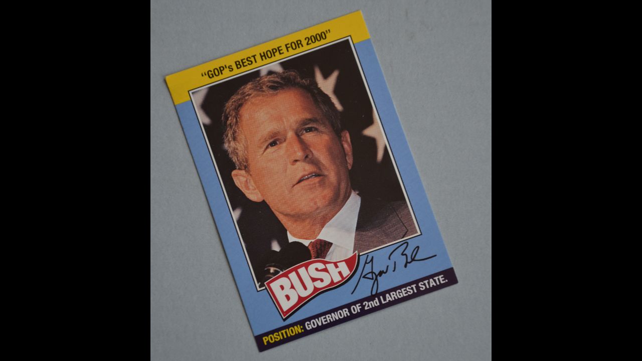 Bush a longtime baseball fan -- the first "Little Leaguer" to win the White House -- and one time part owner of the Texas Rangers - had his own campaign baseball cards.