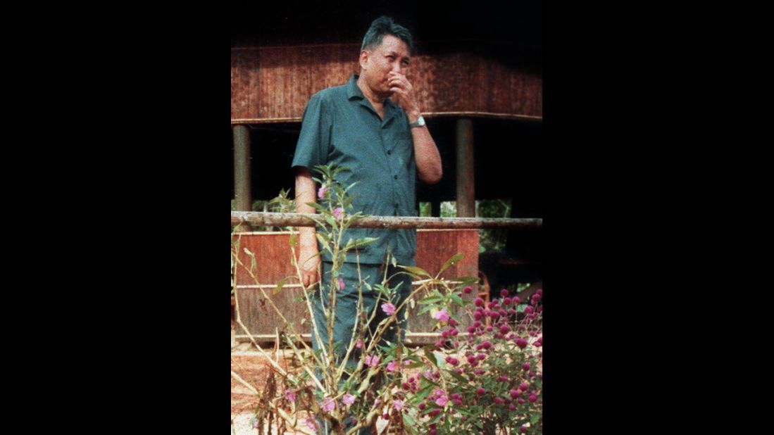 This undated photo, which may have been taken in 1989, shows Pol Pot, the former leader of the Khmer Rouge. He was under house arrest when he died in 1998 and never faced charges for the slaughter under his reign.