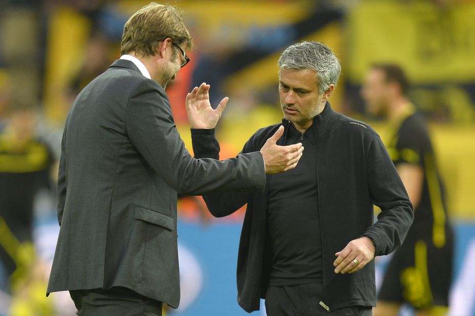Dortmund coach Jurgen Klopp and Real boss Jose Mourinho had a pre-match chat on the field while their teams went through the warm-up ahead of the tie.