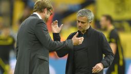 Dortmund coach Jurgen Klopp and Real boss Jose Mourinho had a pre-match chat on the field while their teams went through the warm-up ahead of the tie.