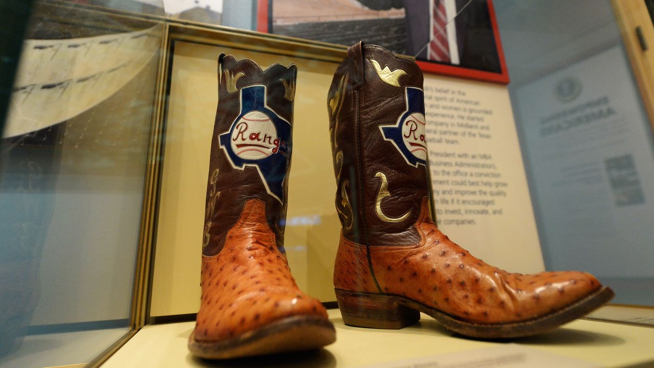 Boots commemorate George W. Bush's tenure as general managing partner of the Texas Rangers.