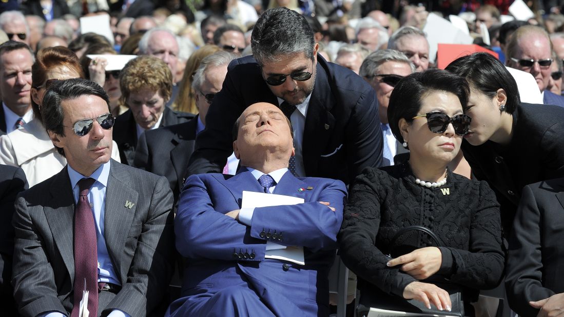 Former Italian Prime Minister Silvio Berlusconi, center, attends the ceremony.