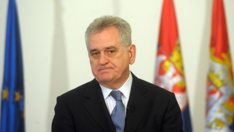 Serbian president Tomislav Nikolic is pictured in Belgrade on January 16, 2012. 