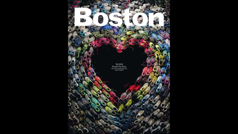 Boston showed its resilience and heart with signs of support for the bombing victims, including this cover from an issue of Boston magazine.